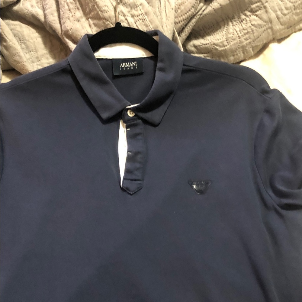 Armani Exchange Men's Dark Blue Polo with Logo